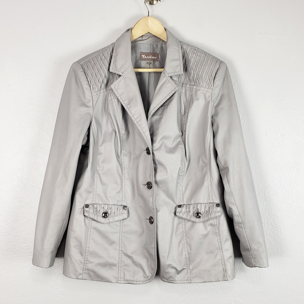 TanJay Gray Soft Vegan Leather Jacket Size 16